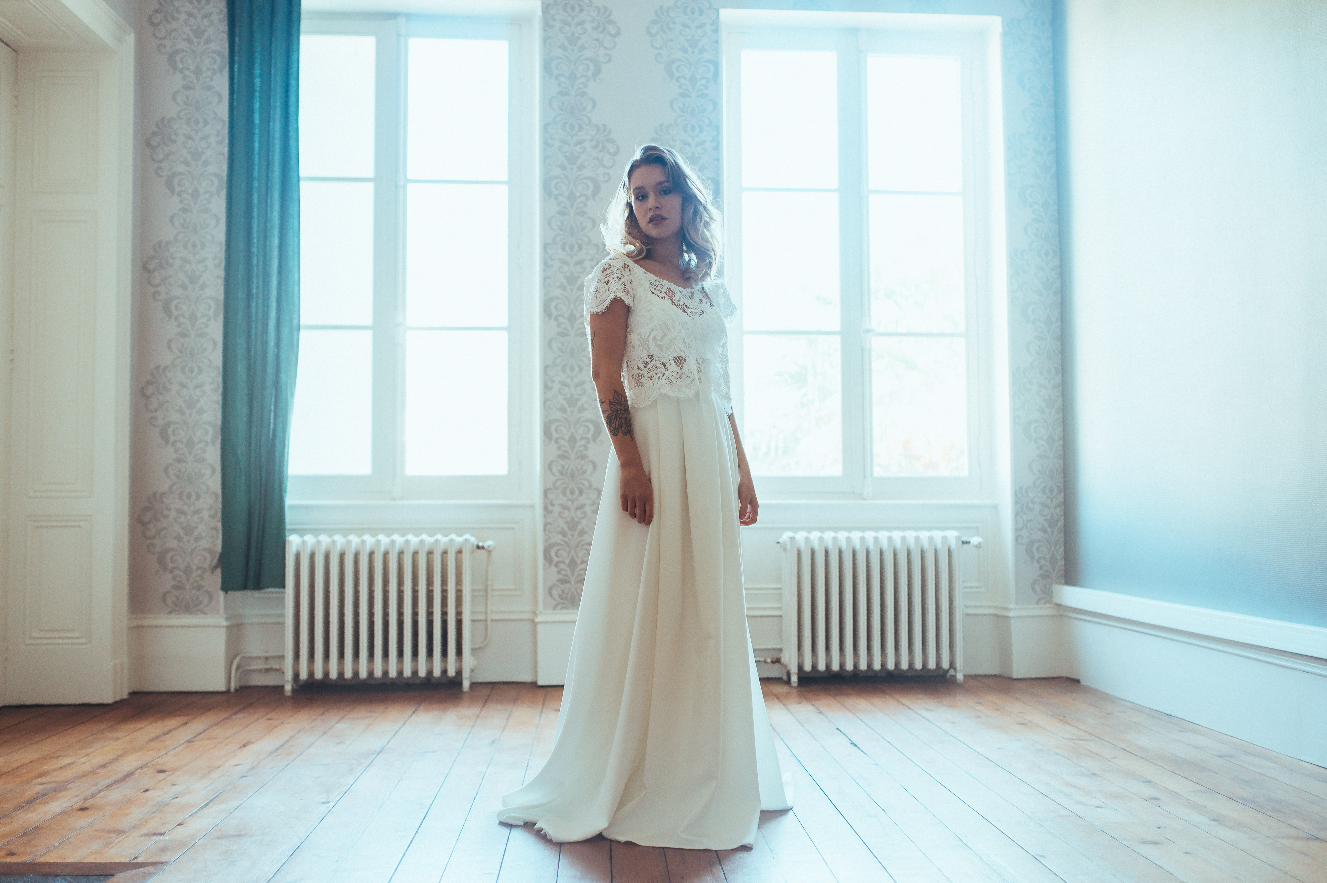 Elina et son top Anne, robe de mariée Elsa Gary by Anne à Bruxelles, Belgique