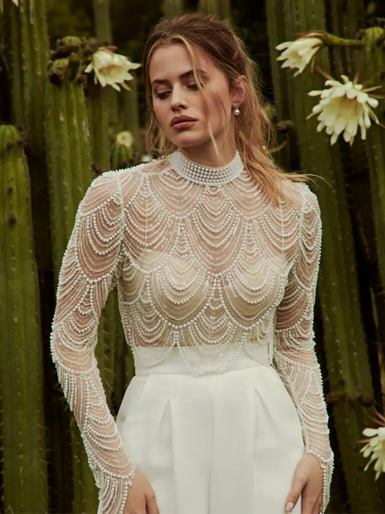 Alexis, robe de mariée Catherine Deane, au showroom Queen to be