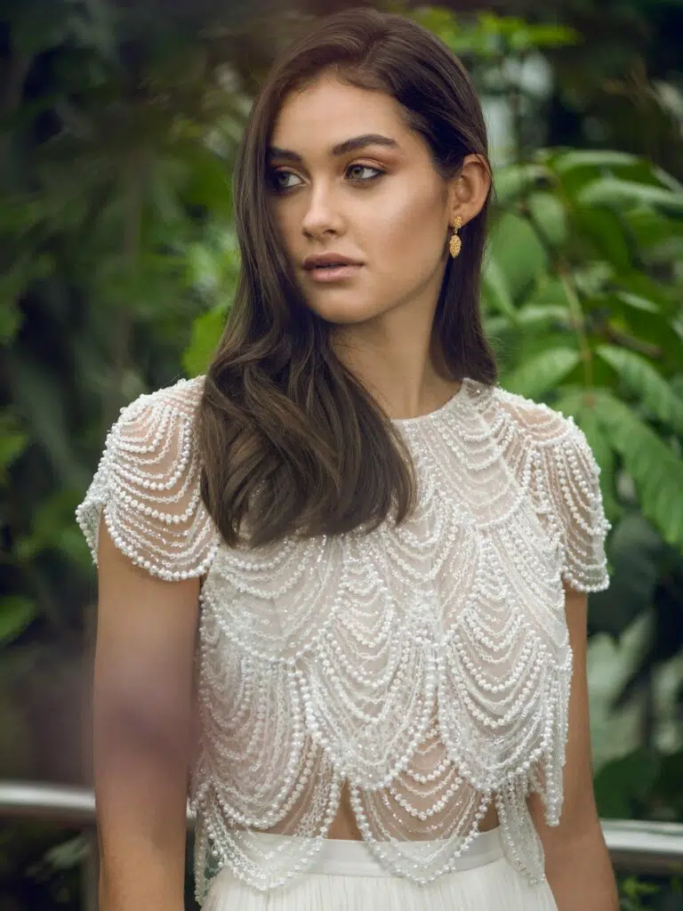 Monique, robe de mariée Catherine Deane, au showroom Queen to be
