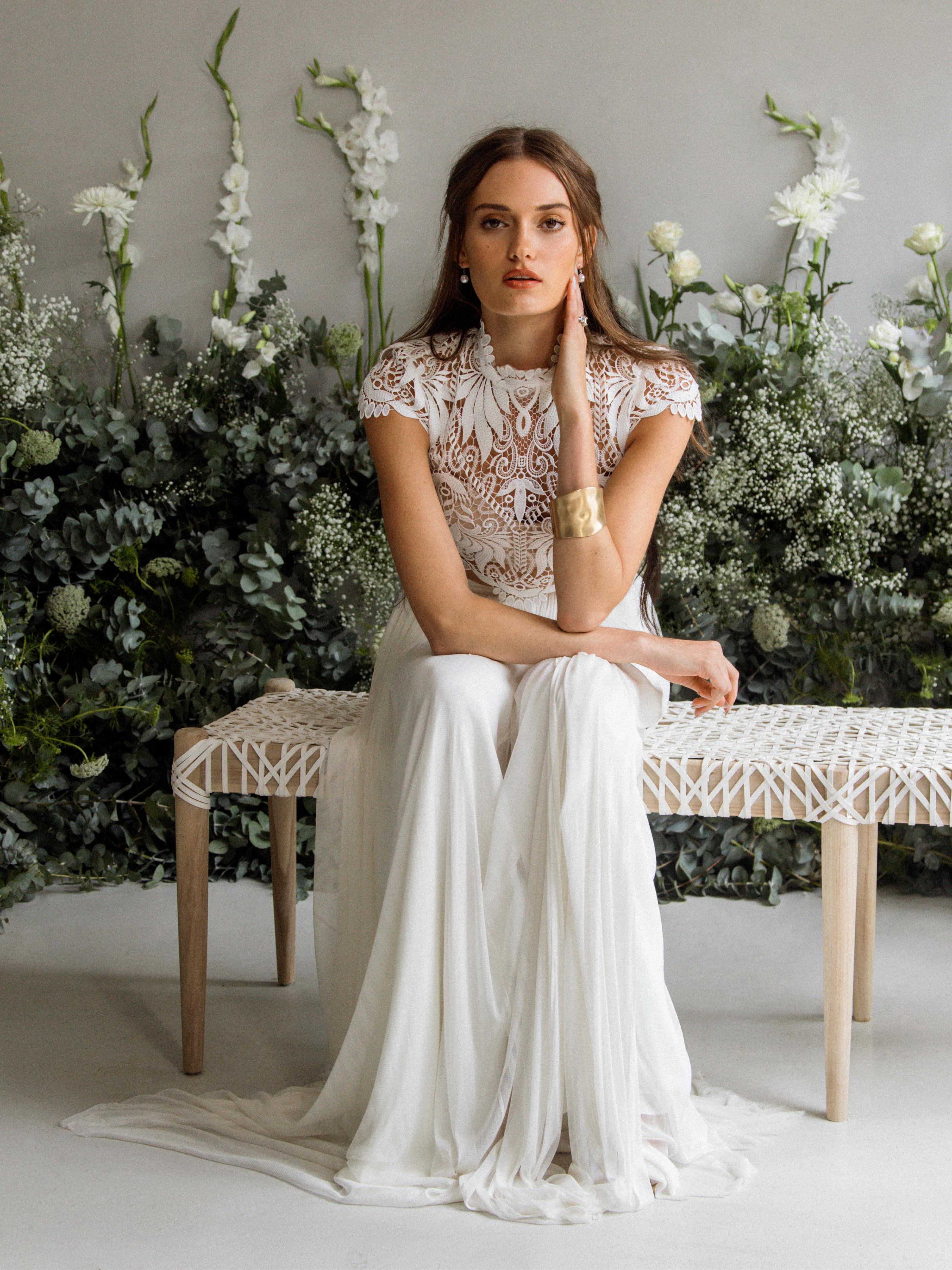 Tori Topper, robe de mariée Catherine Deane, au showroom Queen to be