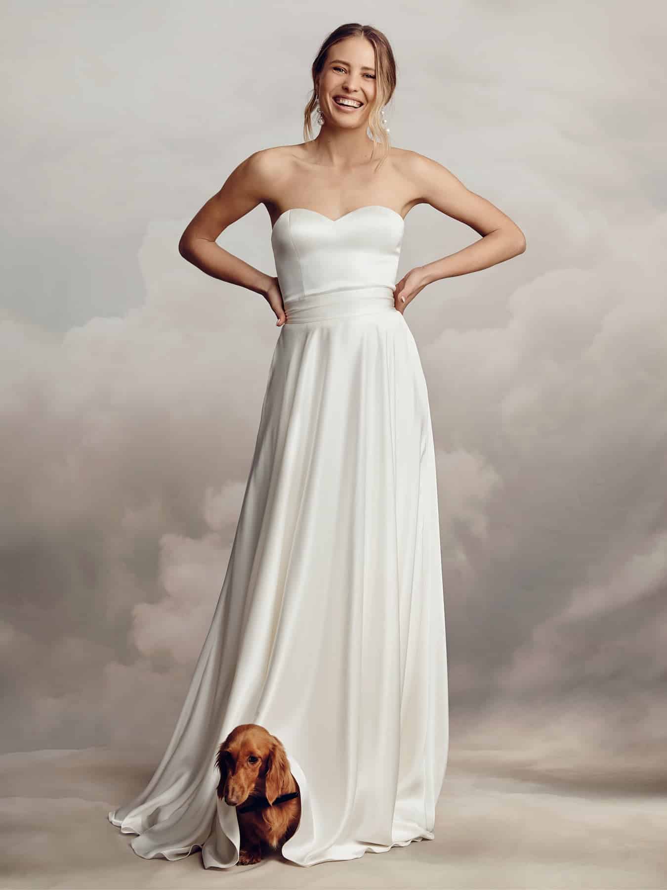 Darla Bodice Satin, corset de robe de mariée Catherine Deane, showroom Queen to be