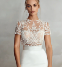 Diora Topper, robe de mariée Catherine Deane, au showroom Queen to be